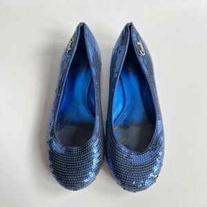 COACH Blue Sapphire Sequin Ballet Flats - Size 7